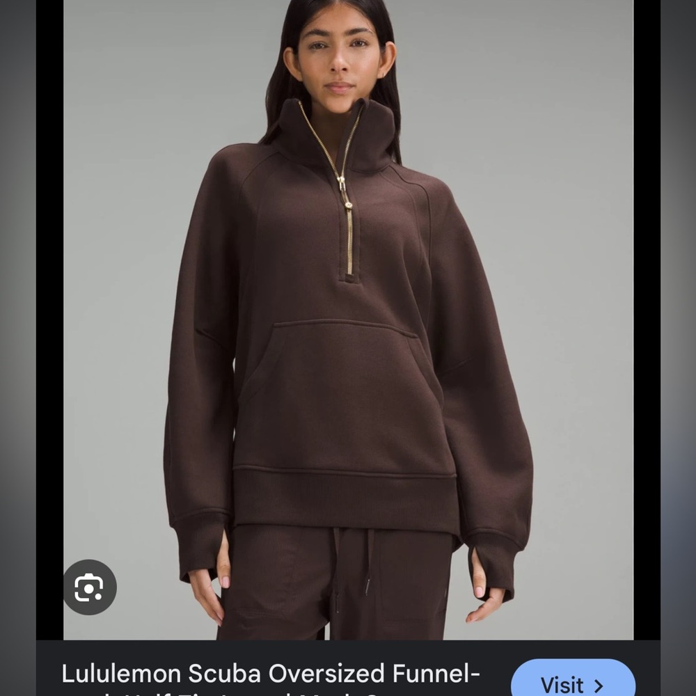 Lululemon Oversized Scuba Funnel Neck Half Zip Espresso Gold XS/S